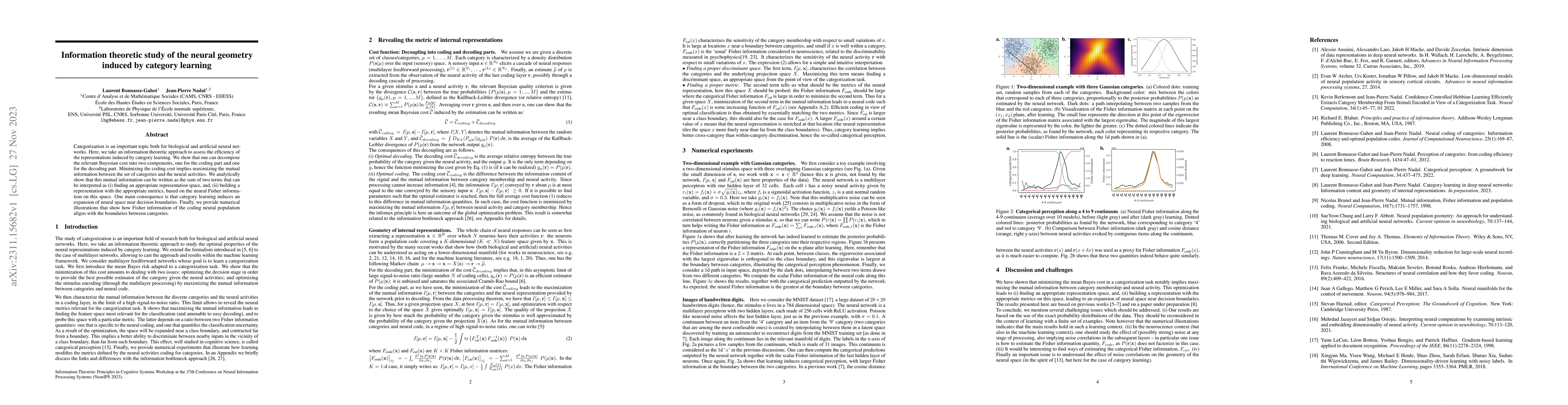 Thumbnail for Information theoretic study of the neural geometry induced by category
  learning