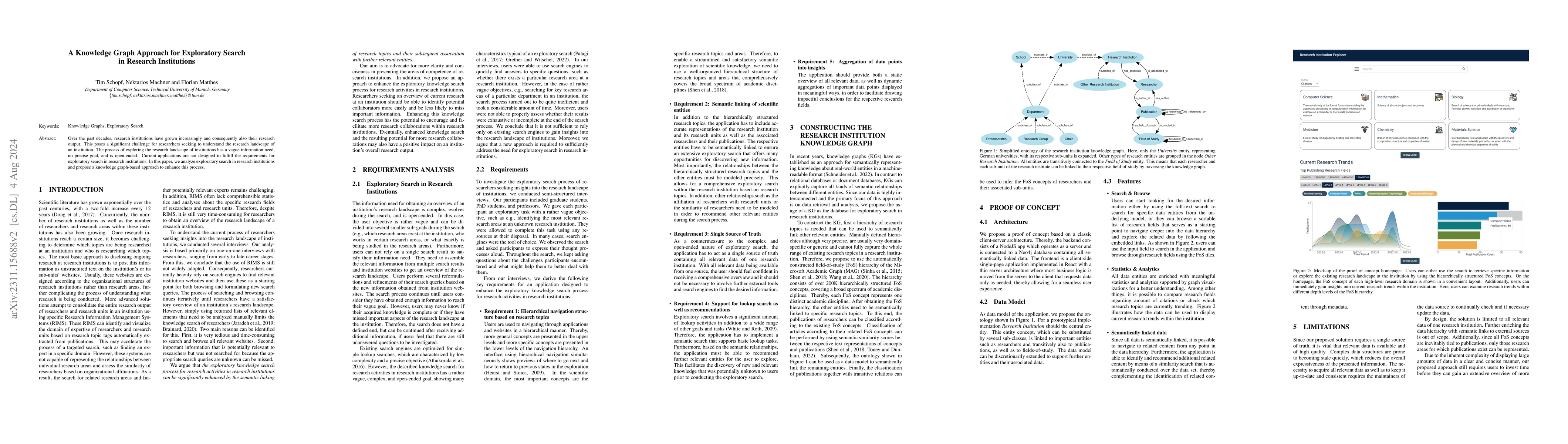 Thumbnail for A Knowledge Graph Approach for Exploratory Search in Research
  Institutions