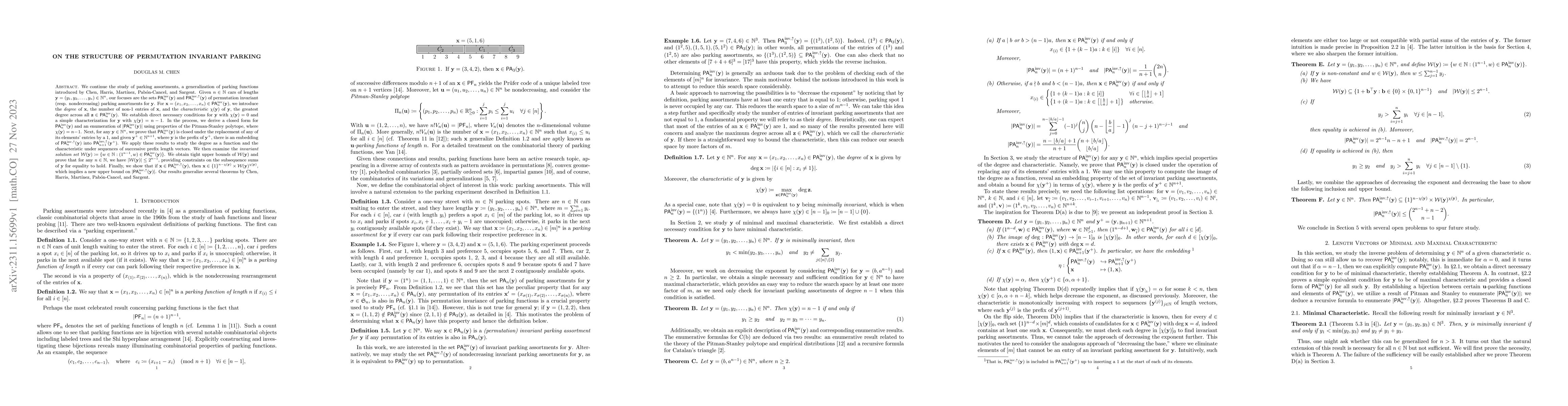 Thumbnail for On the Structure of Permutation Invariant Parking