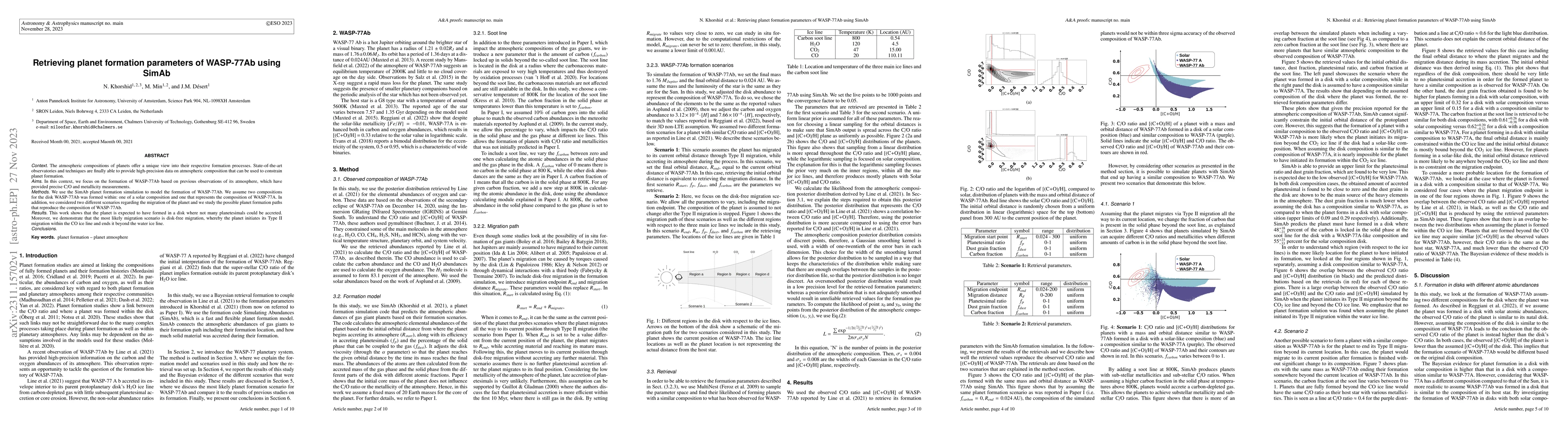 Thumbnail for Retrieving planet formation parameters of WASP-77Ab using SimAb