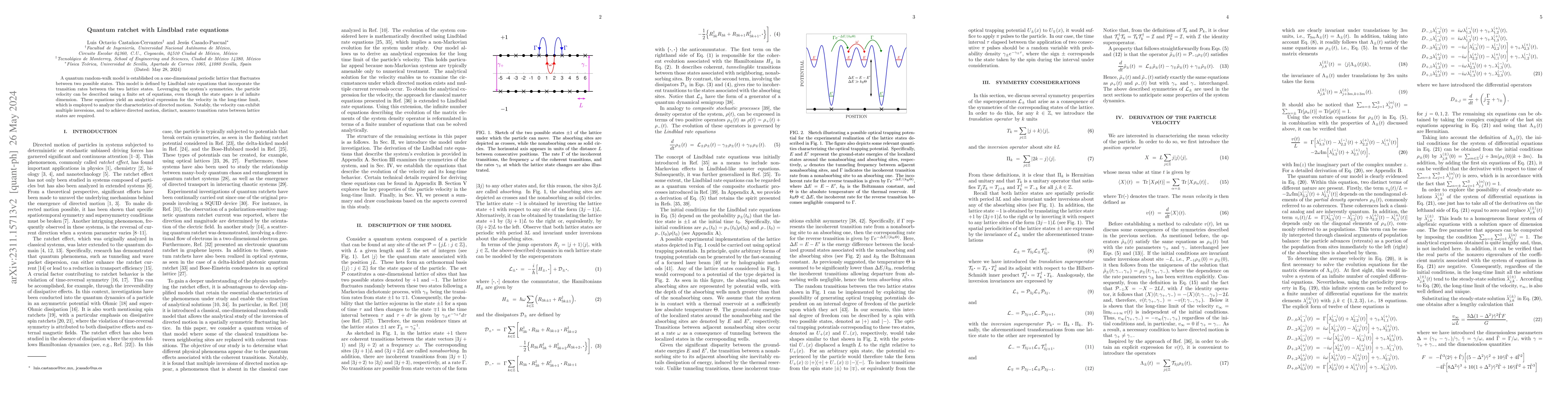 Thumbnail for Quantum ratchet with Lindblad rate equations