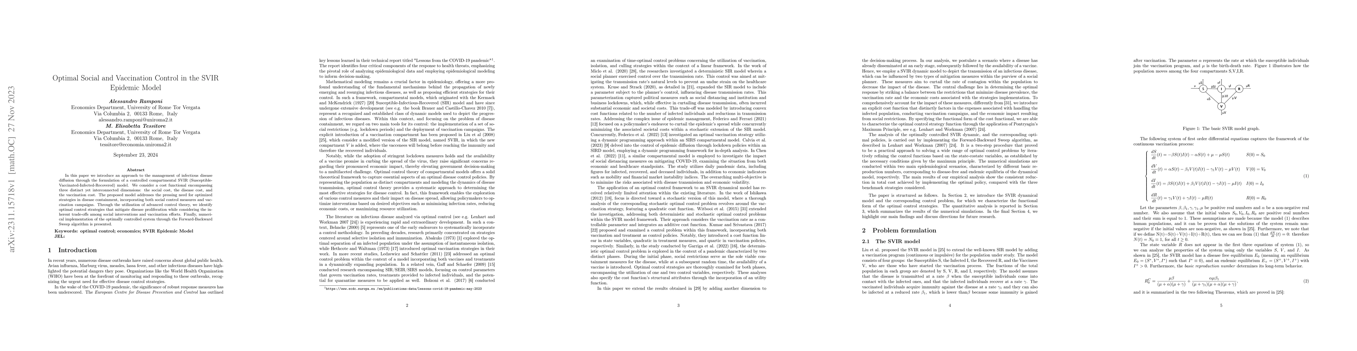Thumbnail for Optimal Social and Vaccination Control in the SVIR Epidemic Model