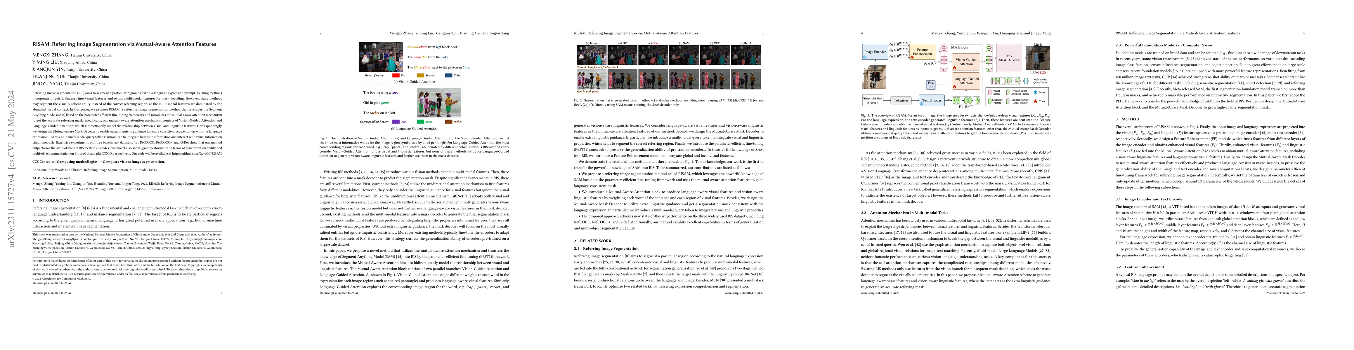 Thumbnail for RISAM: Referring Image Segmentation via Mutual-Aware Attention Features