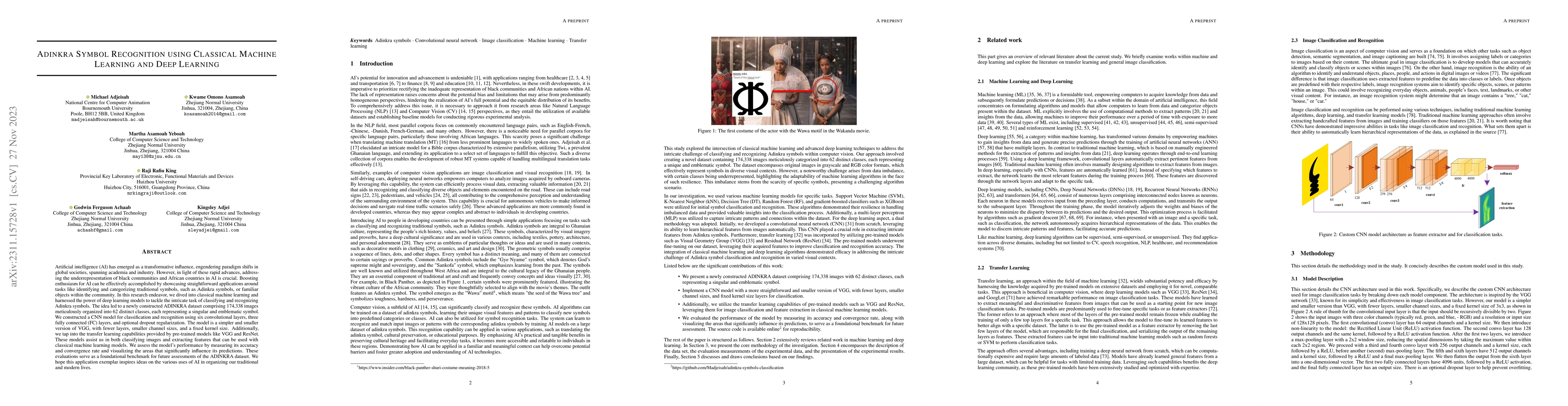 Thumbnail for Adinkra Symbol Recognition using Classical Machine Learning and Deep
  Learning
