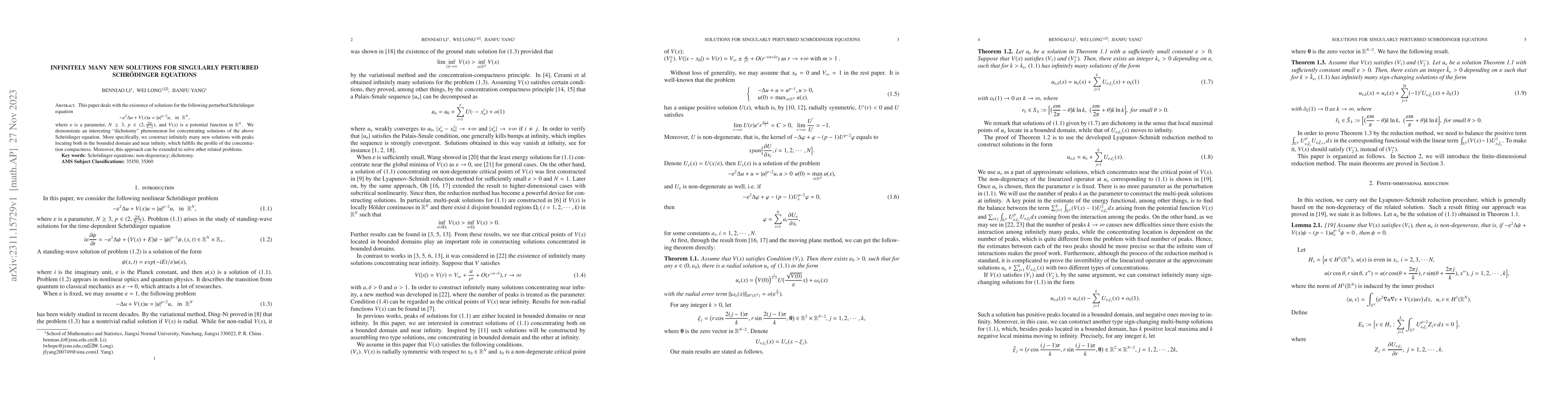 Thumbnail for Infinitely many new solutions for singularly perturbed Schr\"{o}dinger
  equations