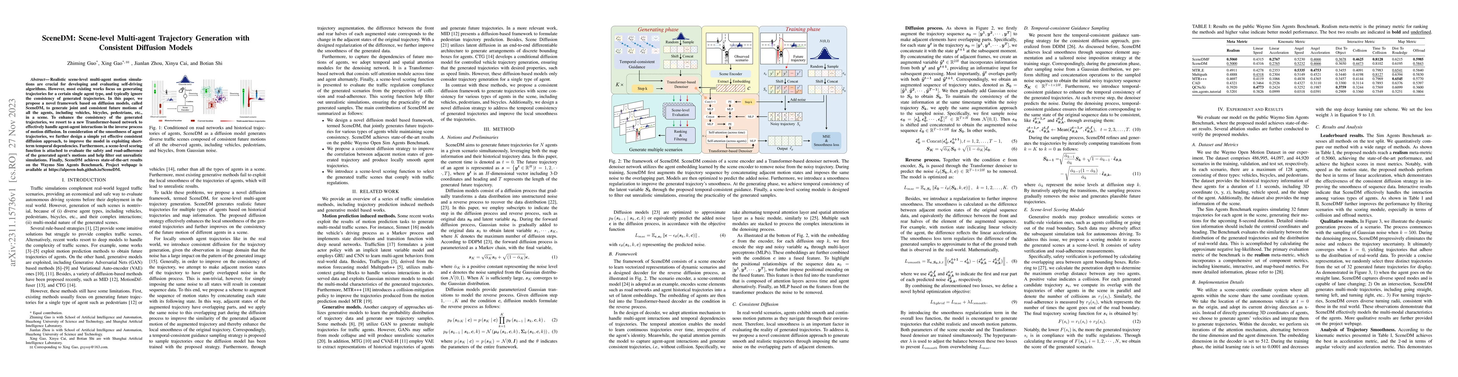 Thumbnail for SceneDM: Scene-level Multi-agent Trajectory Generation with Consistent
  Diffusion Models