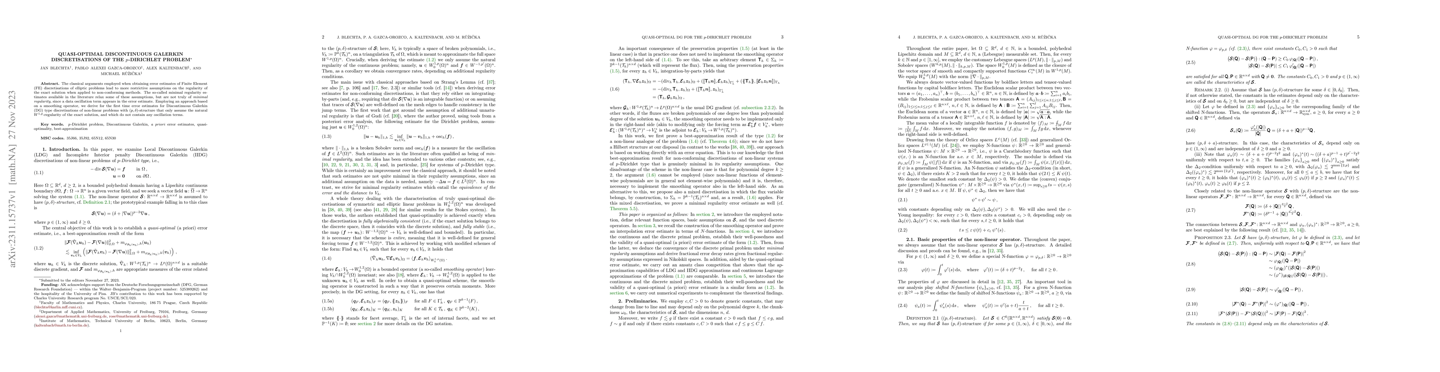 Thumbnail for Quasi-optimal Discontinuous Galerkin discretisations of the
  $p$-Dirichlet problem