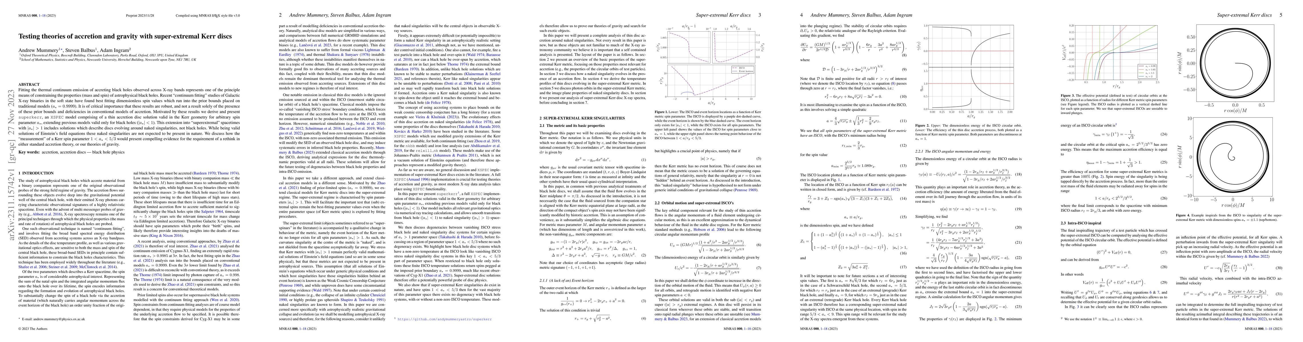 Thumbnail for Testing theories of accretion and gravity with super-extremal Kerr discs