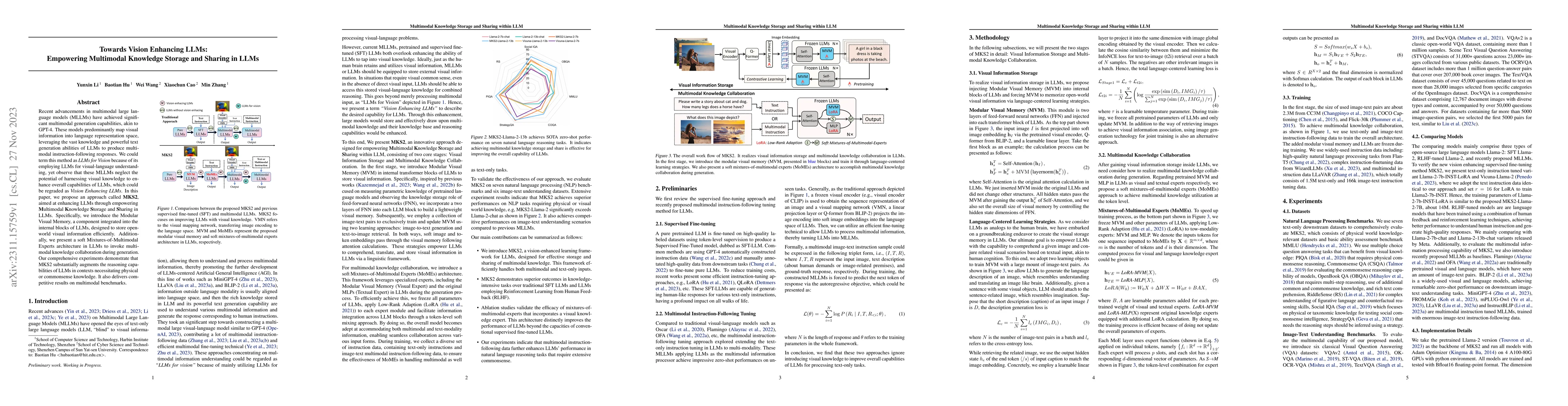 Thumbnail for Towards Vision Enhancing LLMs: Empowering Multimodal Knowledge Storage
  and Sharing in LLMs