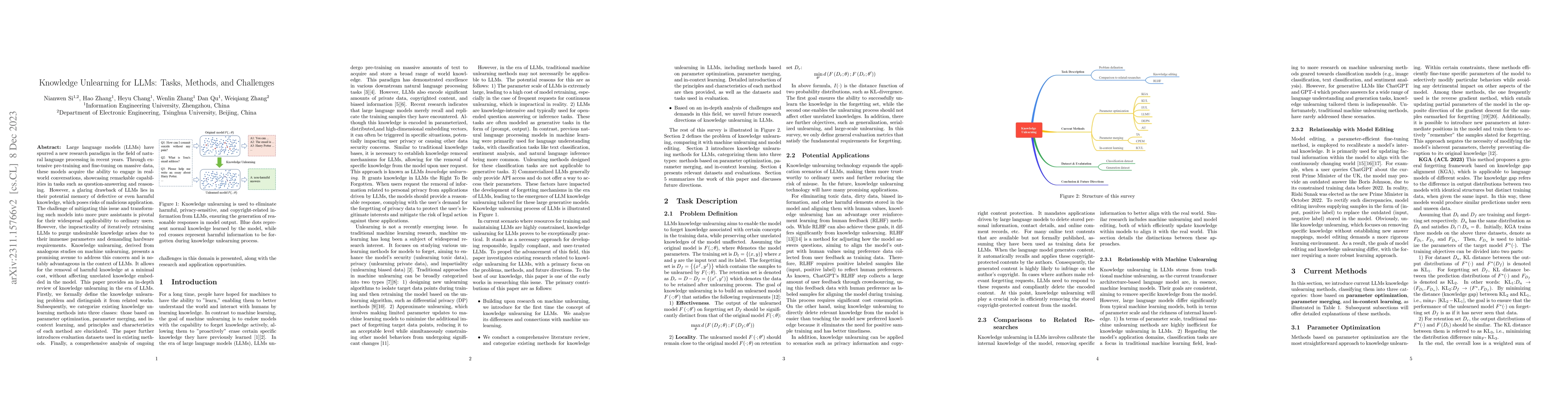 Thumbnail for Knowledge Unlearning for LLMs: Tasks, Methods, and Challenges
