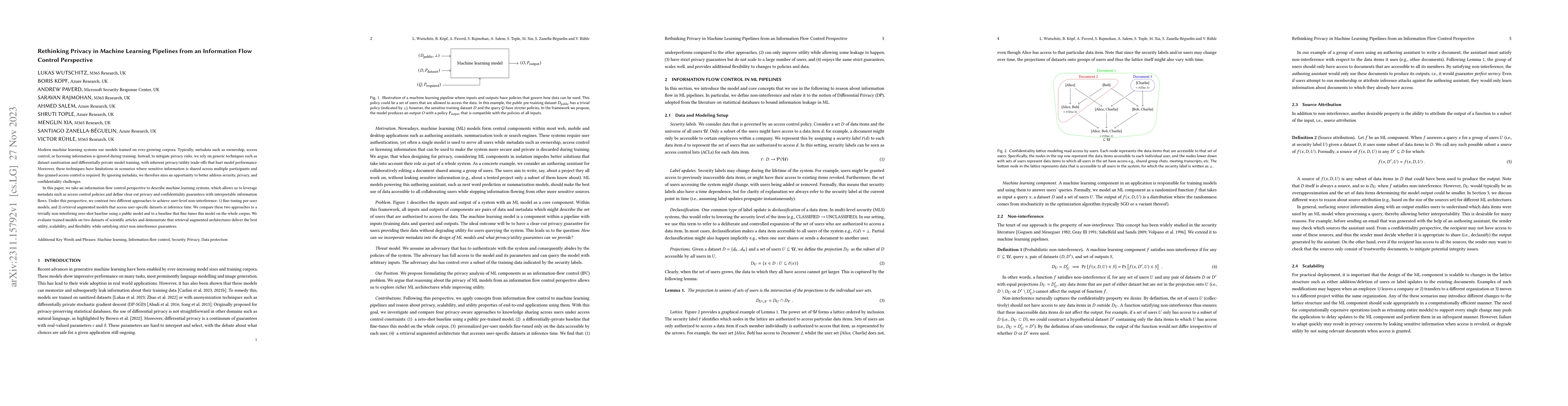 Thumbnail for Rethinking Privacy in Machine Learning Pipelines from an Information
  Flow Control Perspective