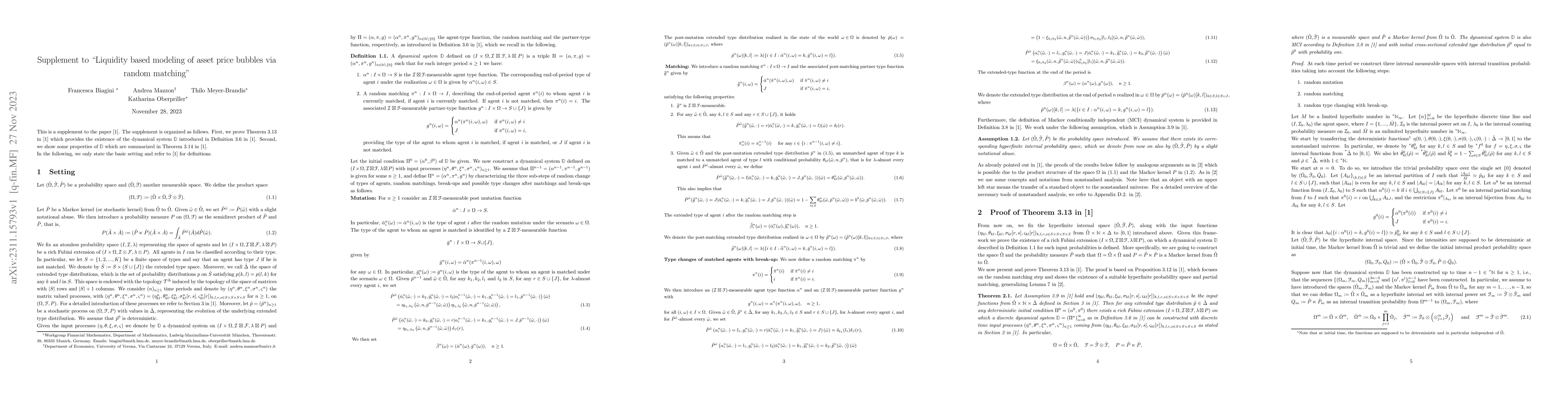 Thumbnail for Supplement Liquidity based modeling of asset price bubbles via random
  matching