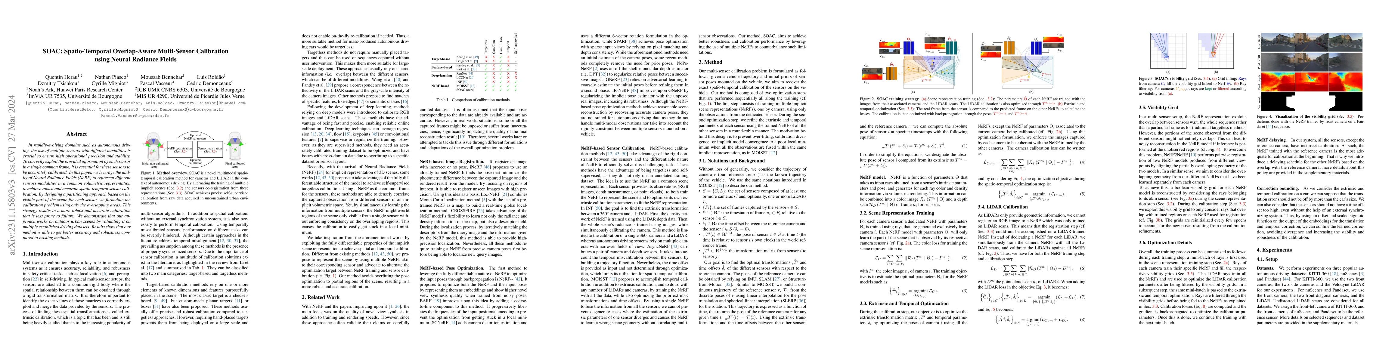 Thumbnail for SOAC: Spatio-Temporal Overlap-Aware Multi-Sensor Calibration using
  Neural Radiance Fields