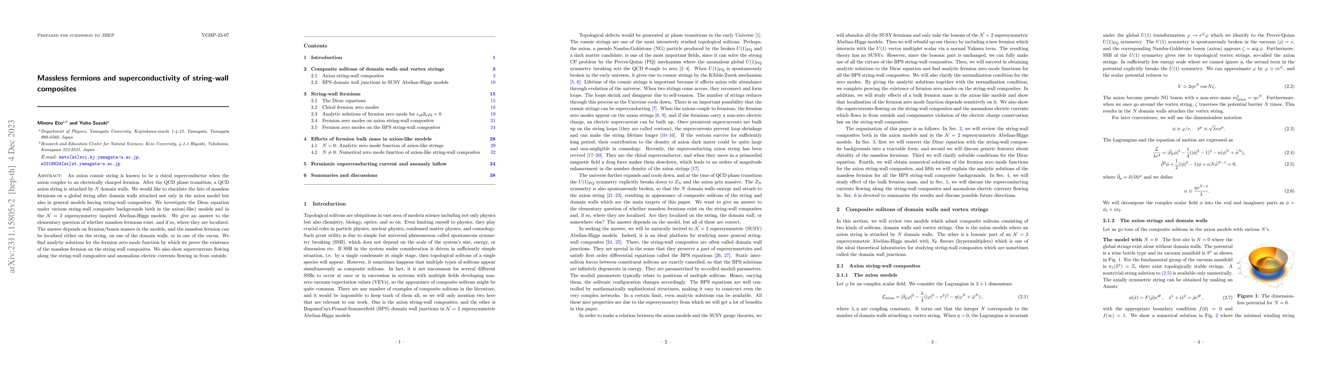Thumbnail for Massless fermions and superconductivity of string-wall composites