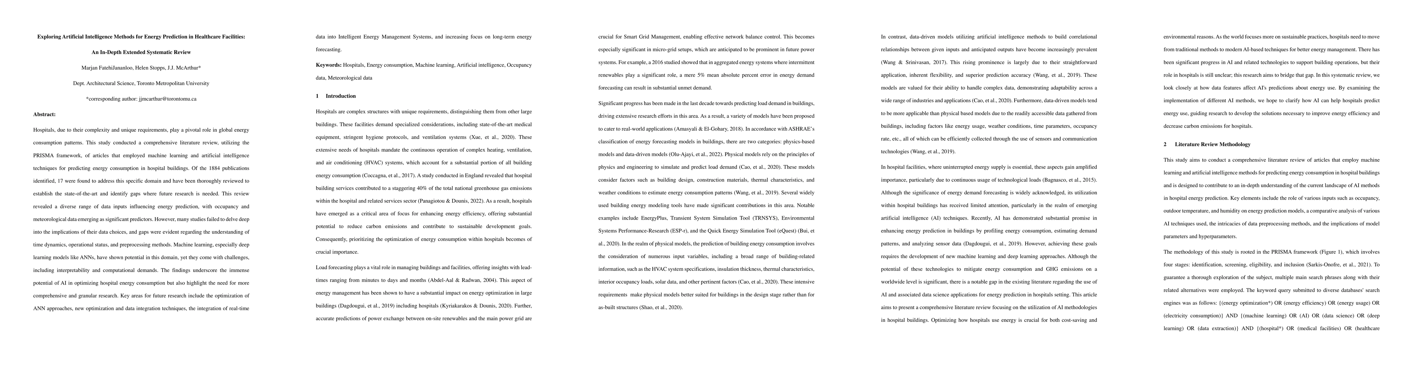 Thumbnail for Exploring Artificial Intelligence Methods for Energy Prediction in
  Healthcare Facilities: An In-Depth Extended Systematic Review