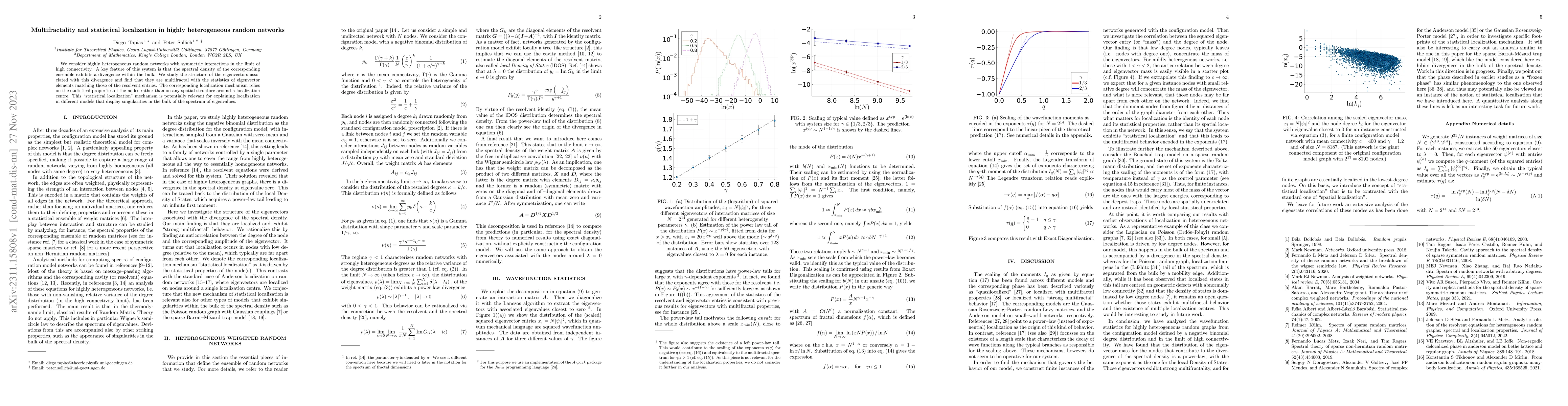 Thumbnail for Multifractality and statistical localization in highly heterogeneous
  random networks