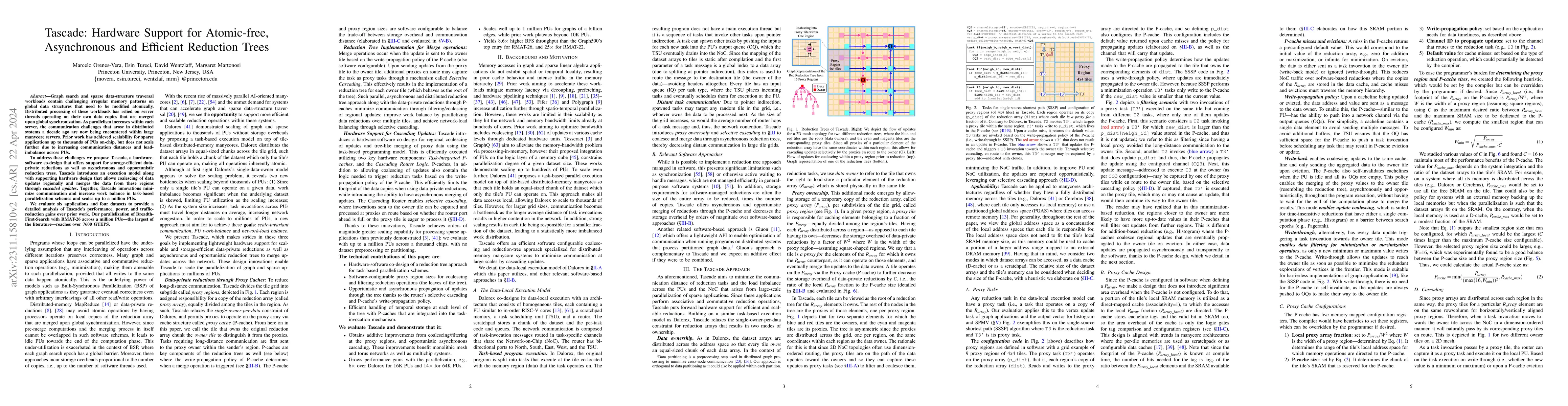 Thumbnail for Tascade: Hardware Support for Atomic-free, Asynchronous and Efficient
  Reduction Trees