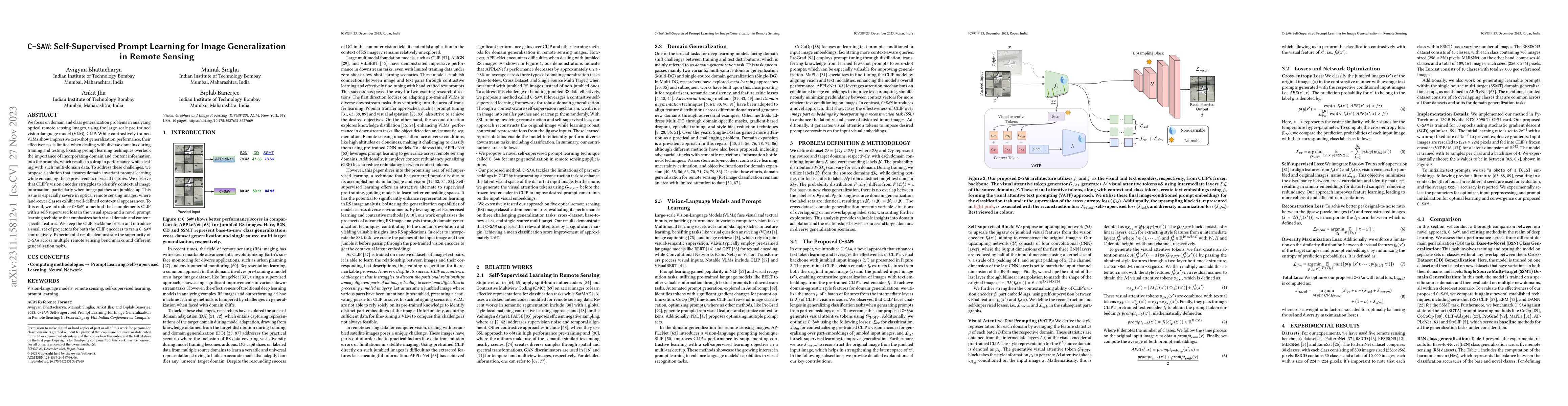 Thumbnail for C-SAW: Self-Supervised Prompt Learning for Image Generalization in
  Remote Sensing
