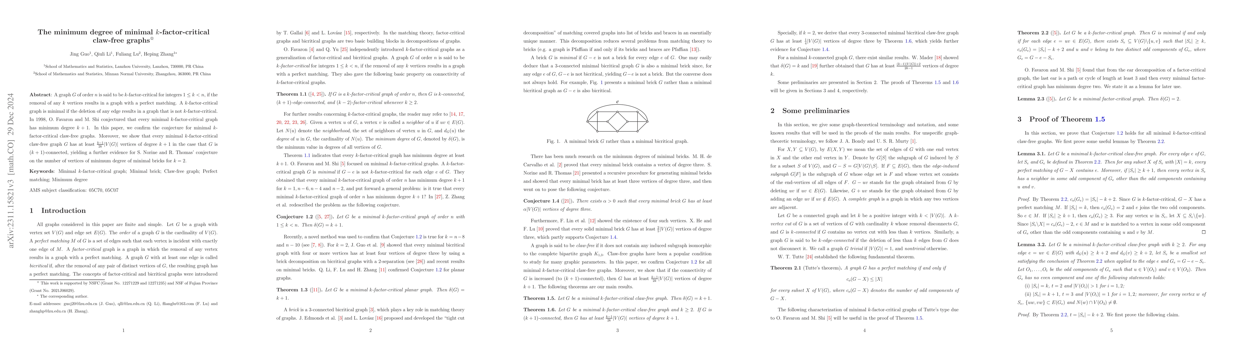 Thumbnail for The minimum degree of minimal $k$-factor-critical claw-free graphs*