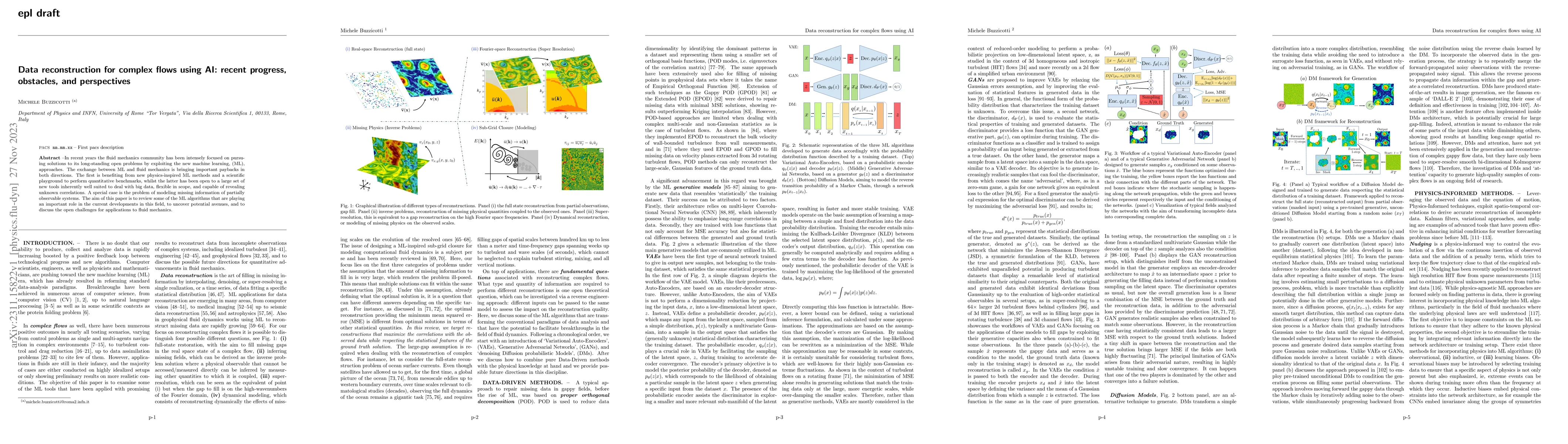 Thumbnail for Data reconstruction for complex flows using AI: recent progress,
  obstacles, and perspectives