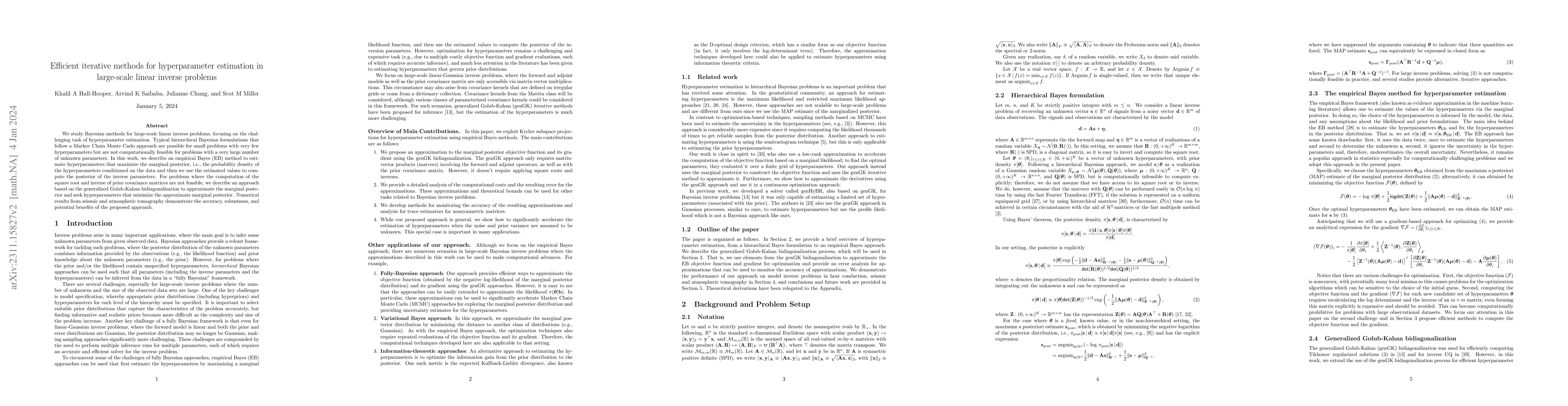 Thumbnail for Efficient iterative methods for hyperparameter estimation in large-scale
  linear inverse problems