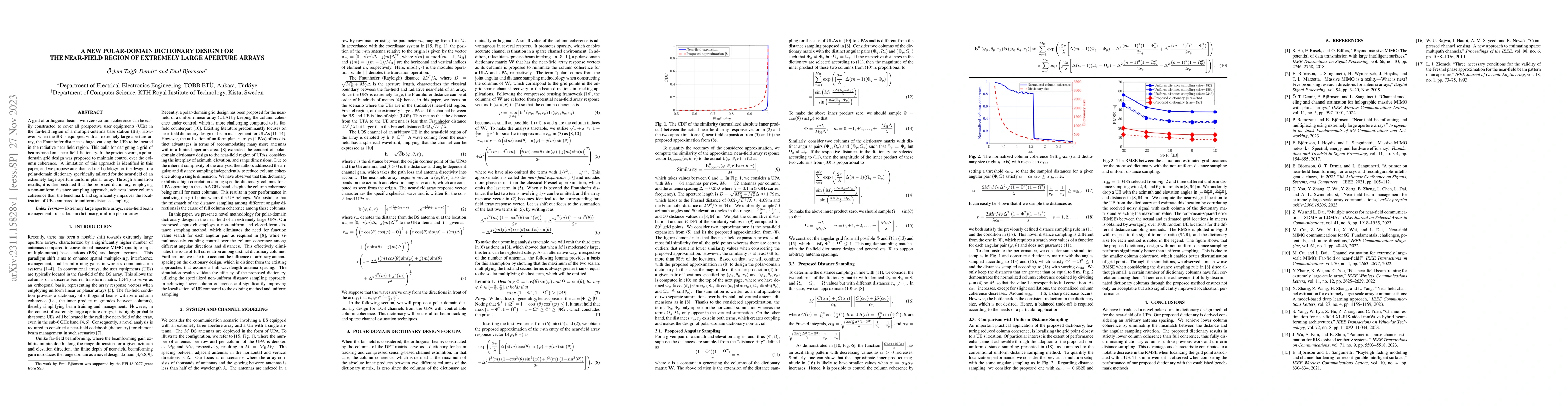 Thumbnail for A New Polar-Domain Dictionary Design for the Near-field Region of
  Extremely Large Aperture Arrays