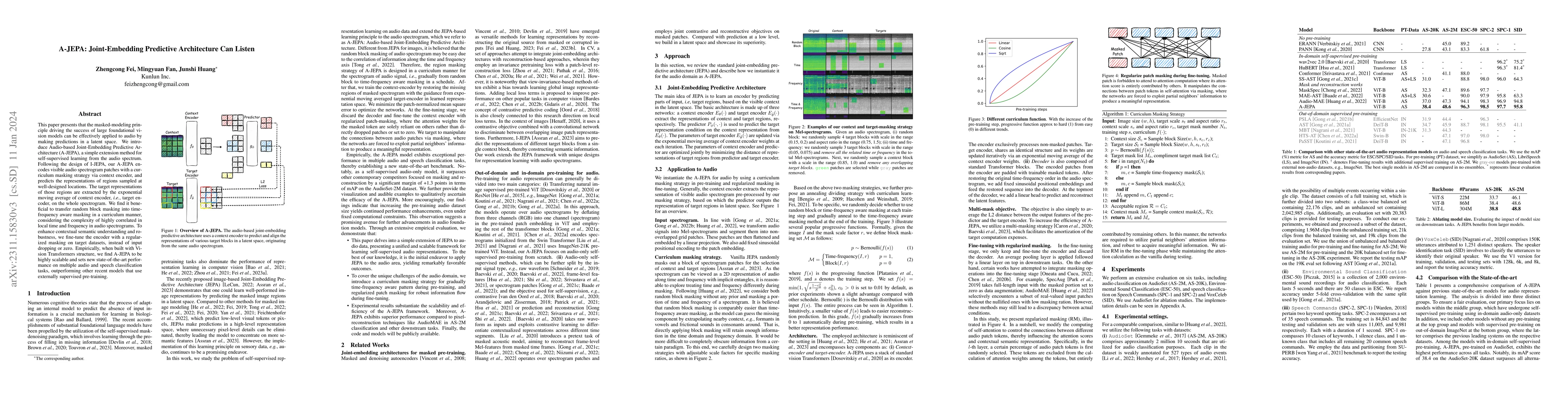 Thumbnail for A-JEPA: Joint-Embedding Predictive Architecture Can Listen