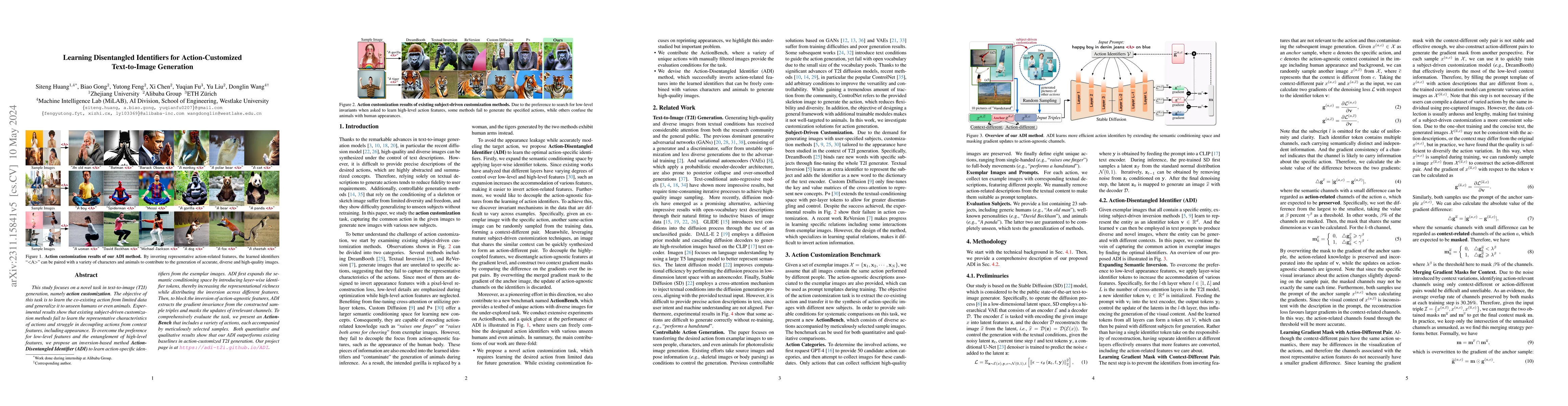 Thumbnail for Learning Disentangled Identifiers for Action-Customized Text-to-Image
  Generation