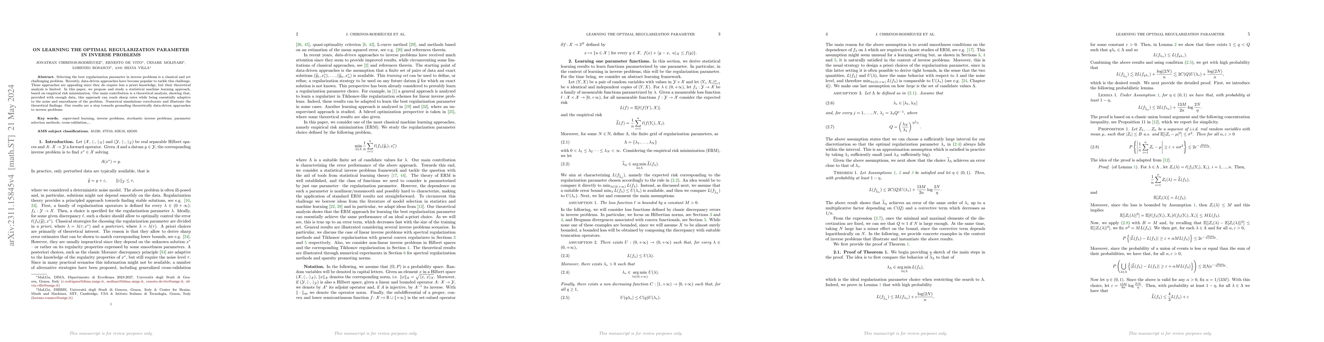 Thumbnail for On Learning the Optimal Regularization Parameter in Inverse Problems