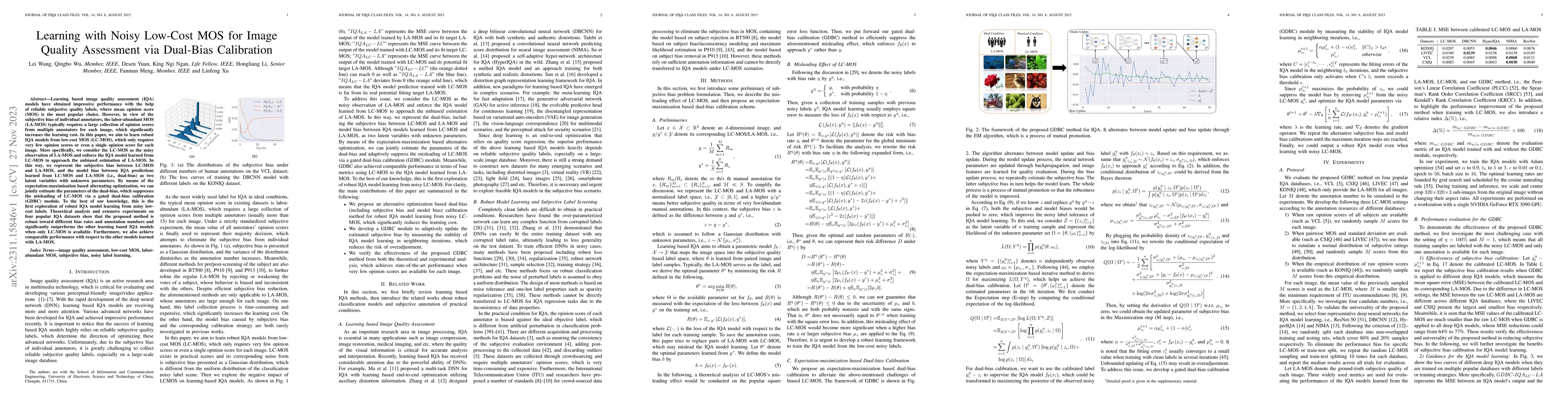 Thumbnail for Learning with Noisy Low-Cost MOS for Image Quality Assessment via
  Dual-Bias Calibration