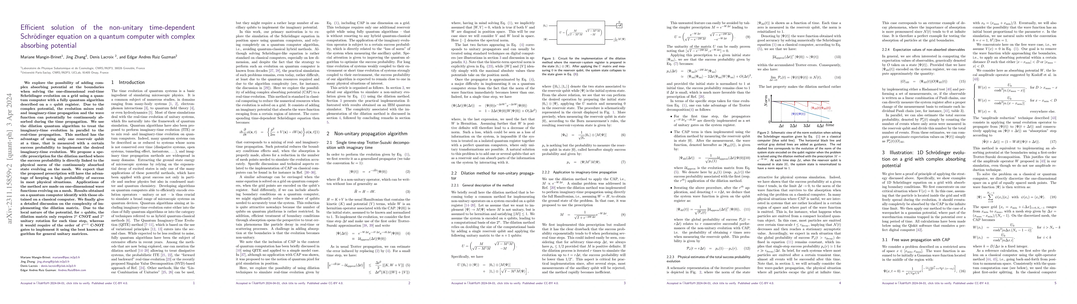 Thumbnail for Efficient solution of the non-unitary time-dependent Schrodinger
  equation on a quantum computer with complex absorbing potential