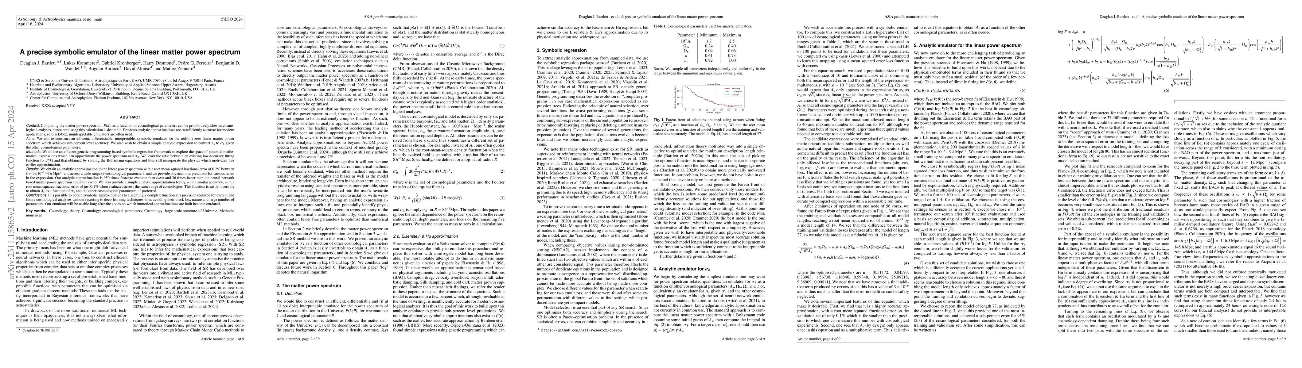 Thumbnail for A precise symbolic emulator of the linear matter power spectrum