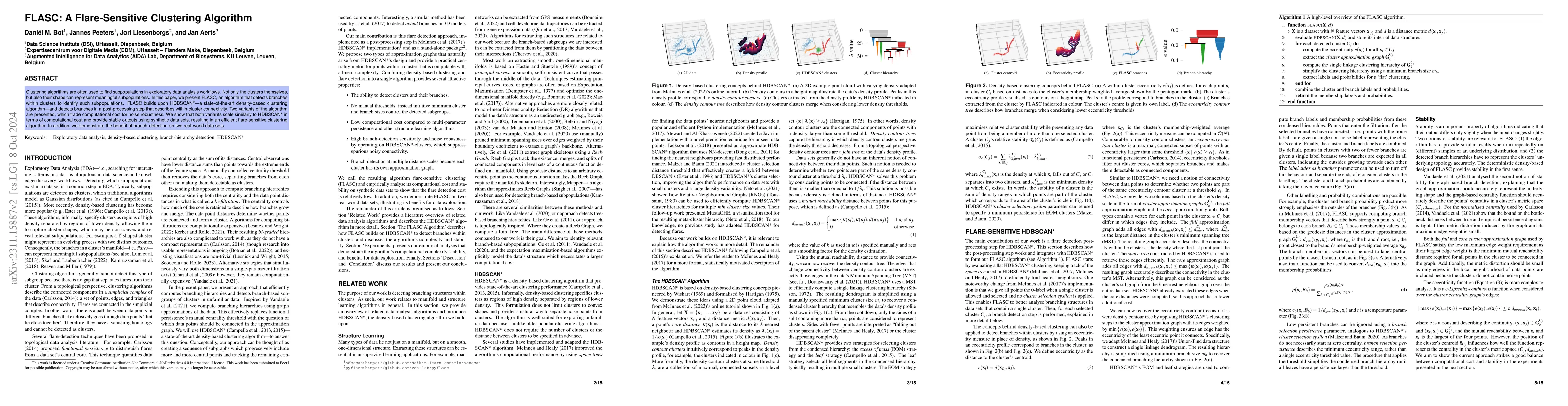 Thumbnail for FLASC: A Flare-Sensitive Clustering Algorithm: Extending HDBSCAN* for
  Detecting Branches in Clusters