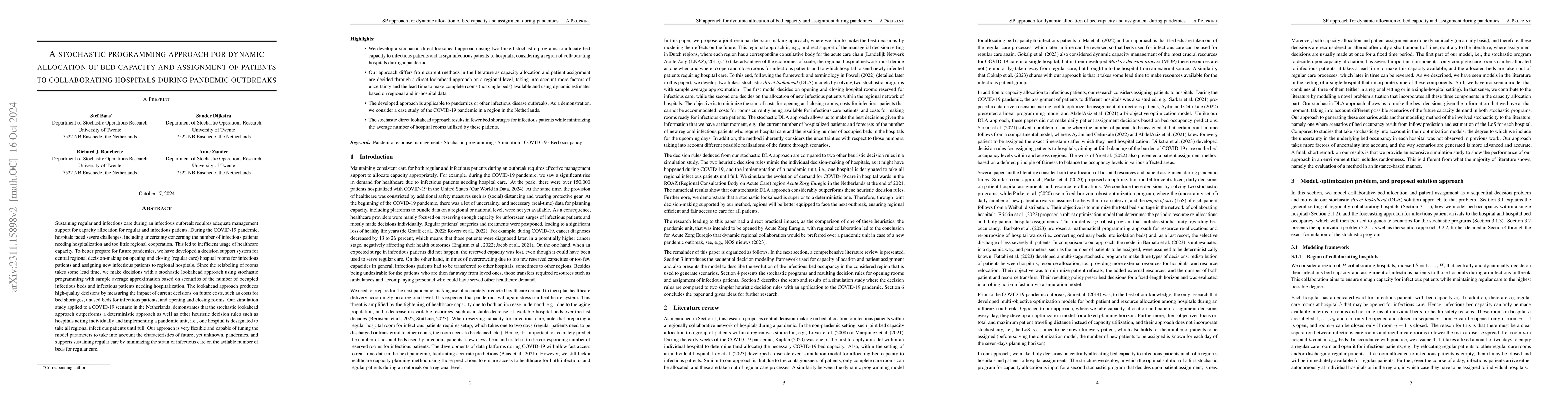 Thumbnail for A stochastic programming approach for dynamic allocation of bed capacity
  and assignment of patients to collaborating hospitals during pandemic
  outbreaks