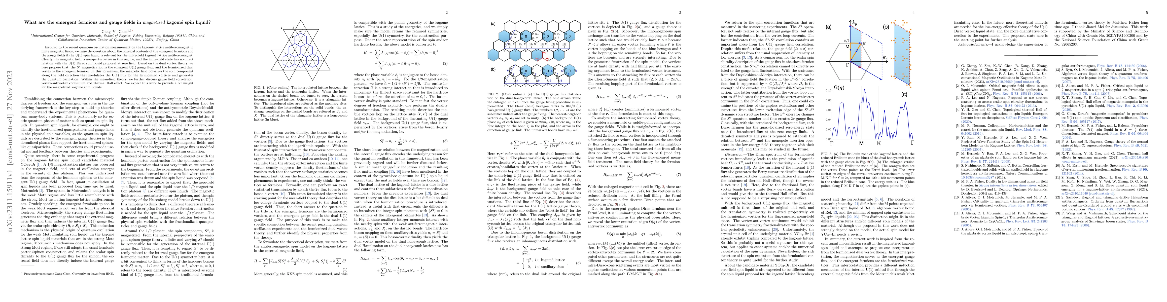 Thumbnail for What are the emergent fermions and gauge fields in magnetized kagome
  spin liquid?