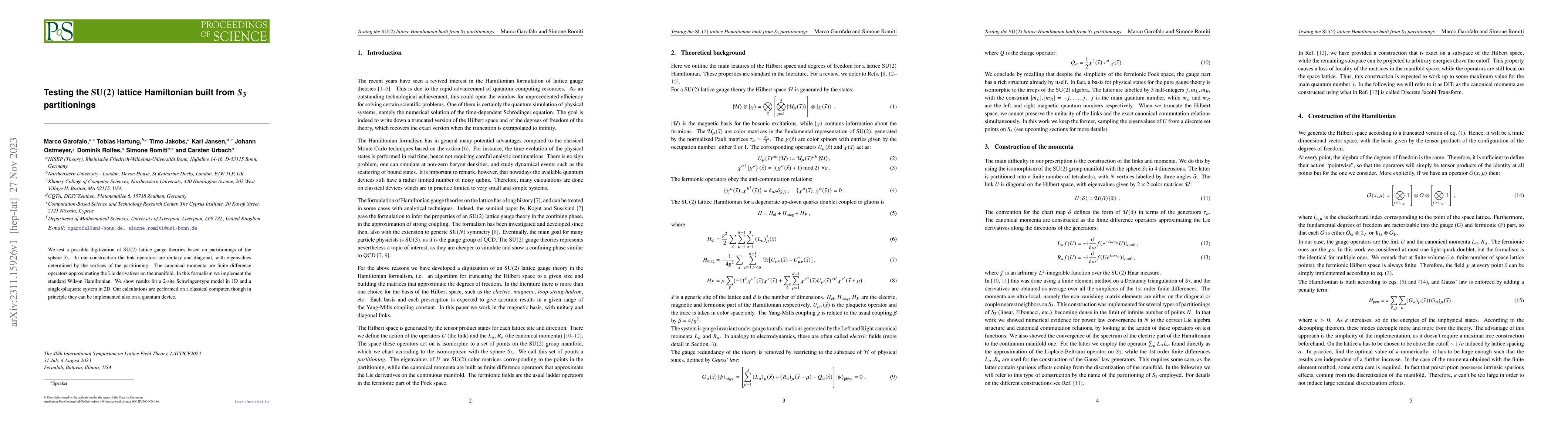 Thumbnail for Testing the $\mathrm{SU}(2)$ lattice Hamiltonian built from $S_3$
  partitionings