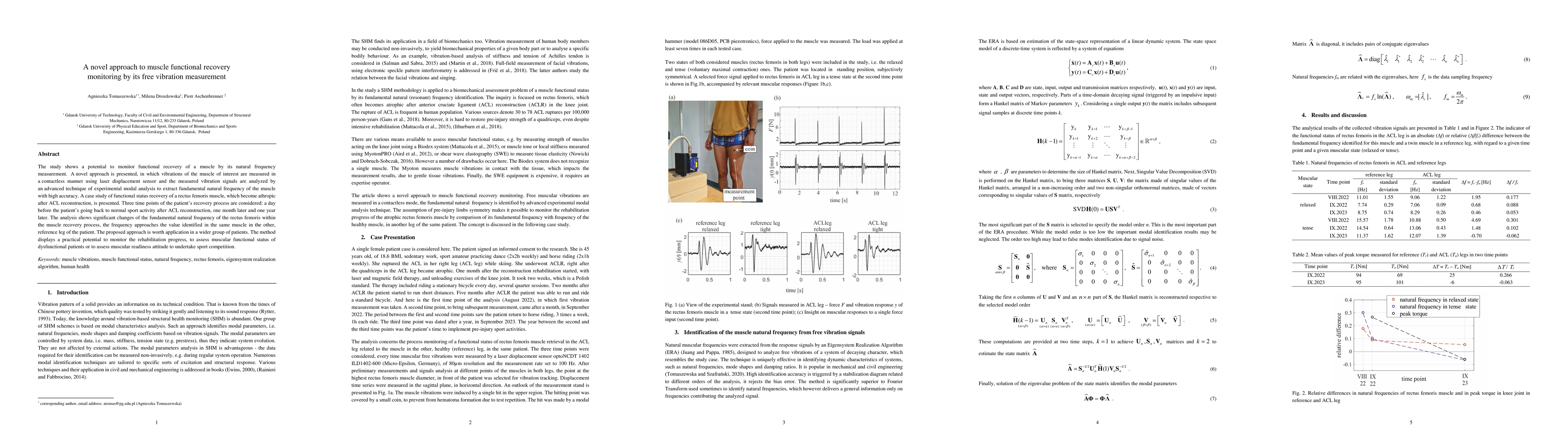 Thumbnail for A novel approach to muscle functional recovery monitoring by its free
  vibration measurement