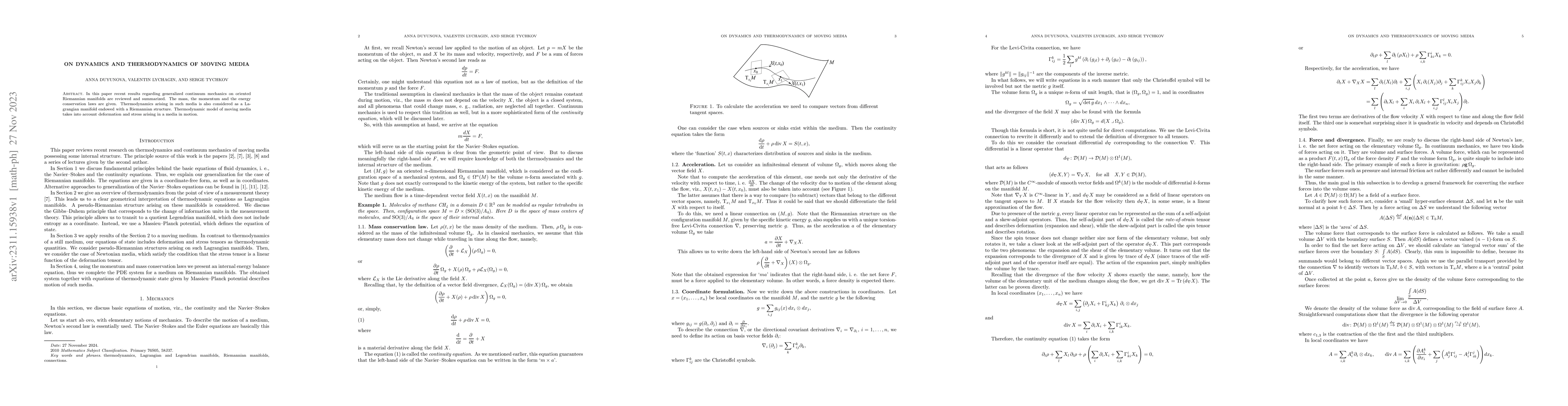 Thumbnail for On Dynamics and Thermodynamics of Moving Media