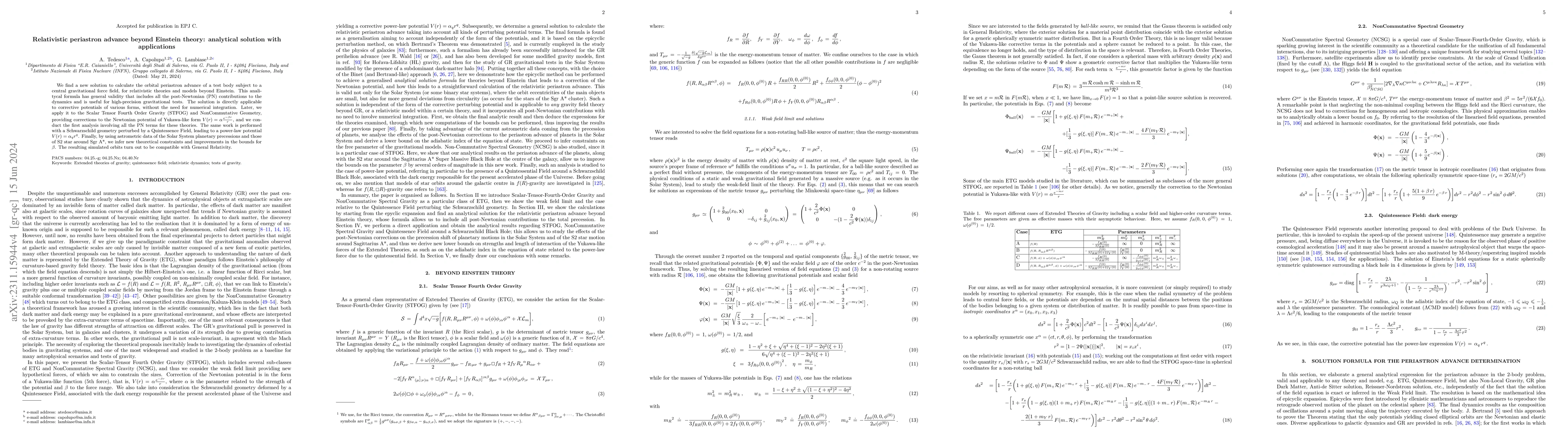 Thumbnail for Relativistic periastron advance beyond Einstein theory: analytical
  solution with applications