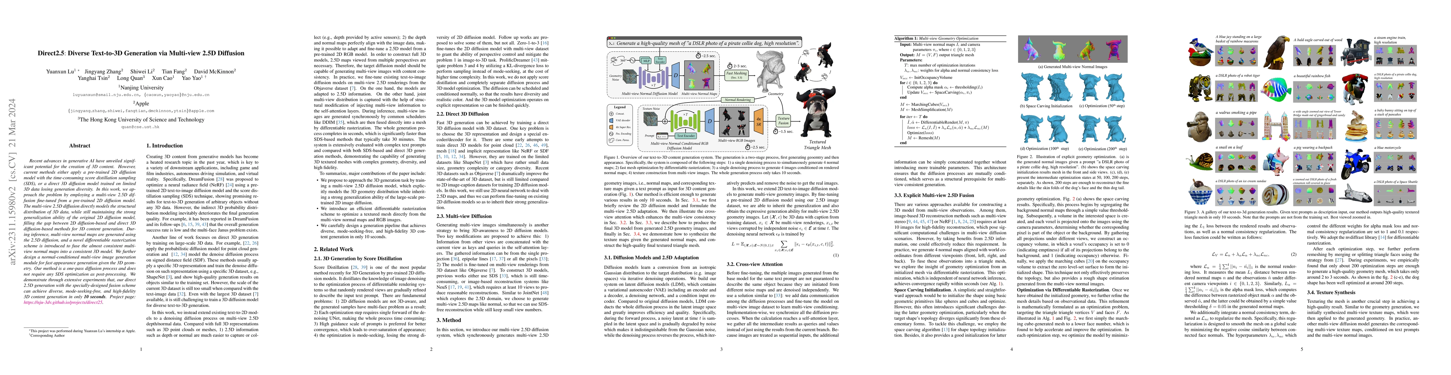 Thumbnail for Direct2.5: Diverse Text-to-3D Generation via Multi-view 2.5D Diffusion