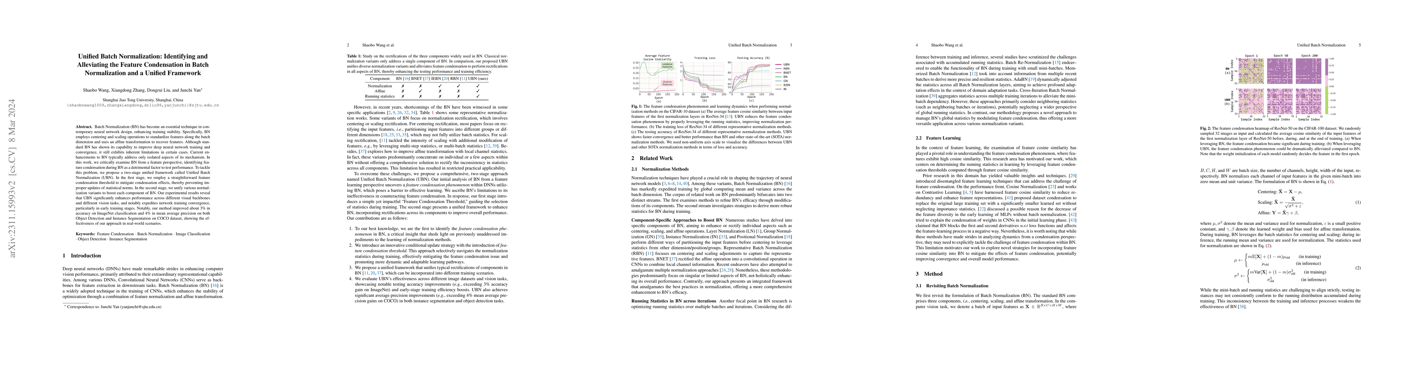 Thumbnail for Unified Batch Normalization: Identifying and Alleviating the Feature
  Condensation in Batch Normalization and a Unified Framework