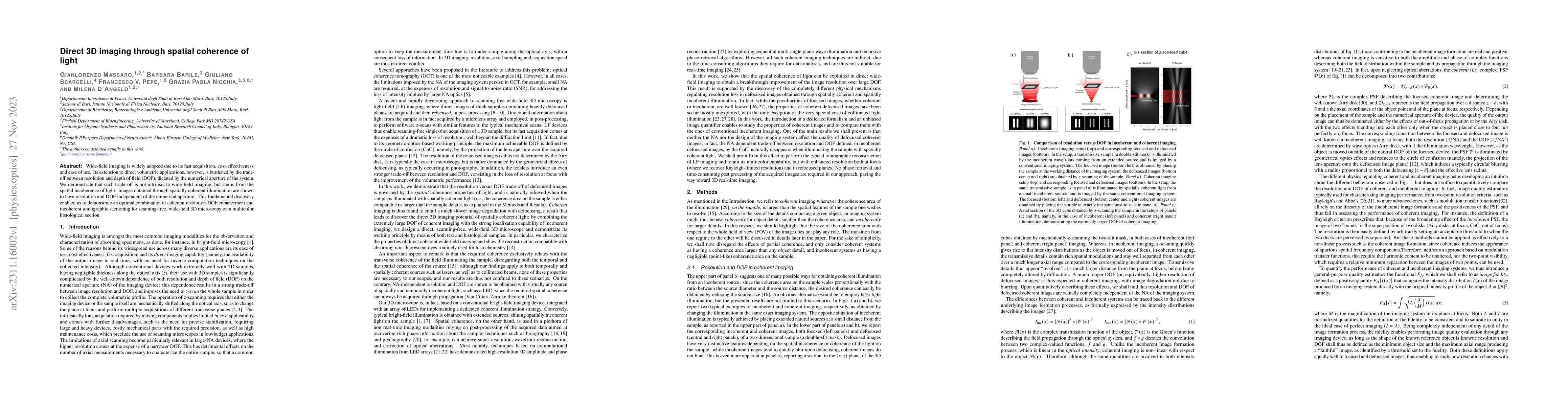 Thumbnail for Direct 3D imaging through spatial coherence of light