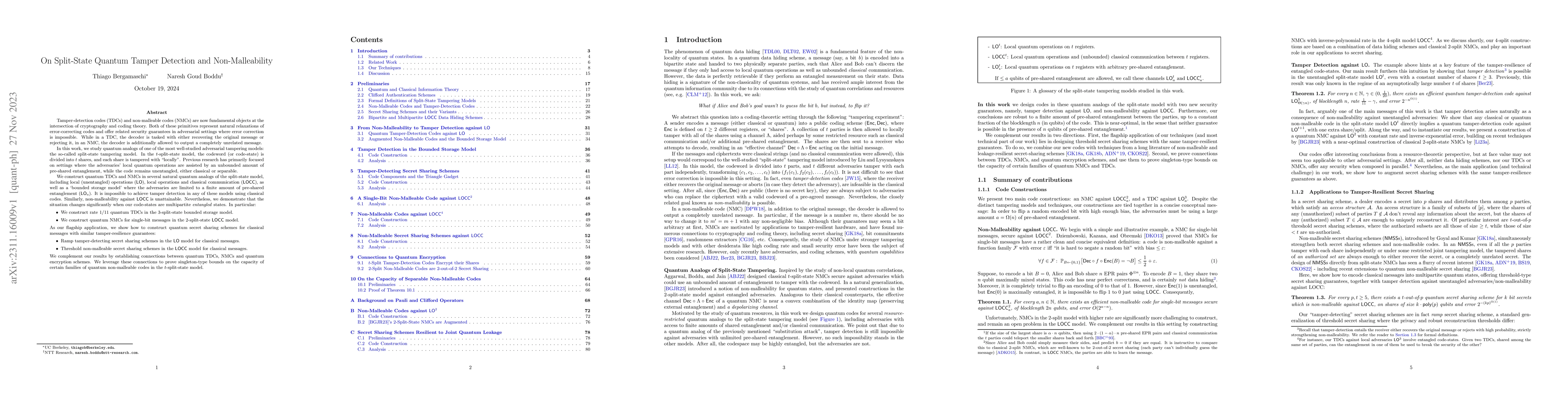 Thumbnail for On Split-State Quantum Tamper Detection and Non-Malleability