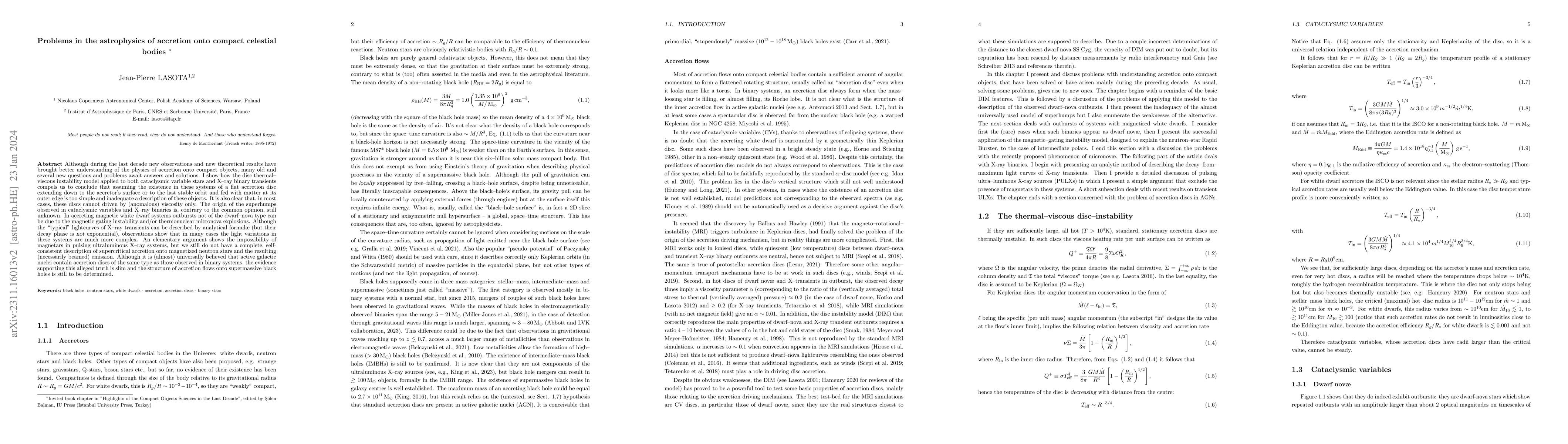 Thumbnail for Problems in the astrophysics of accretion onto compact celestial bodies