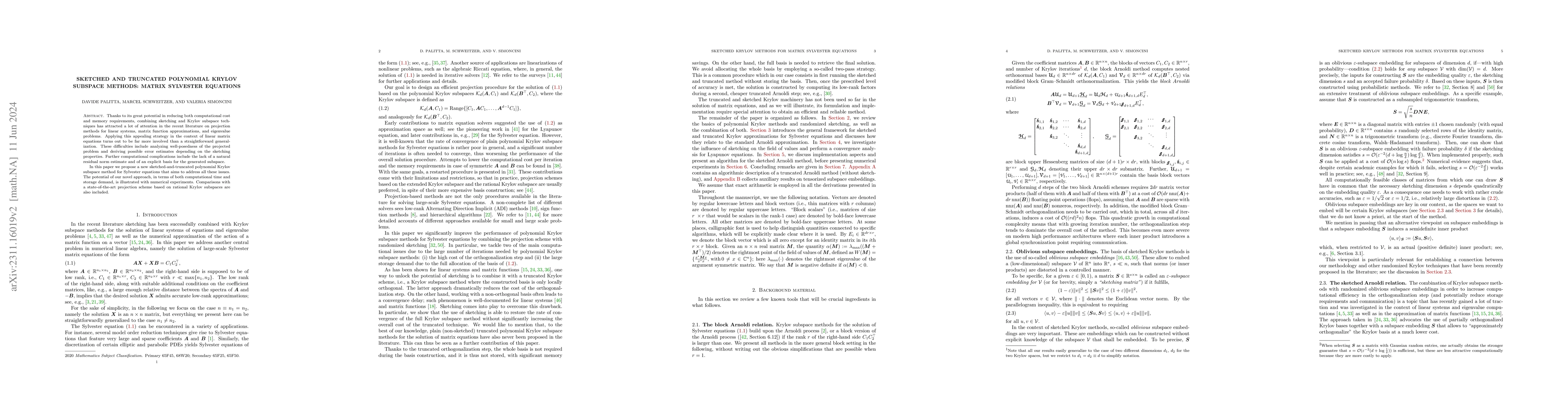 Thumbnail for Sketched and Truncated Polynomial Krylov Subspace Methods: Matrix
  Sylvester Equations