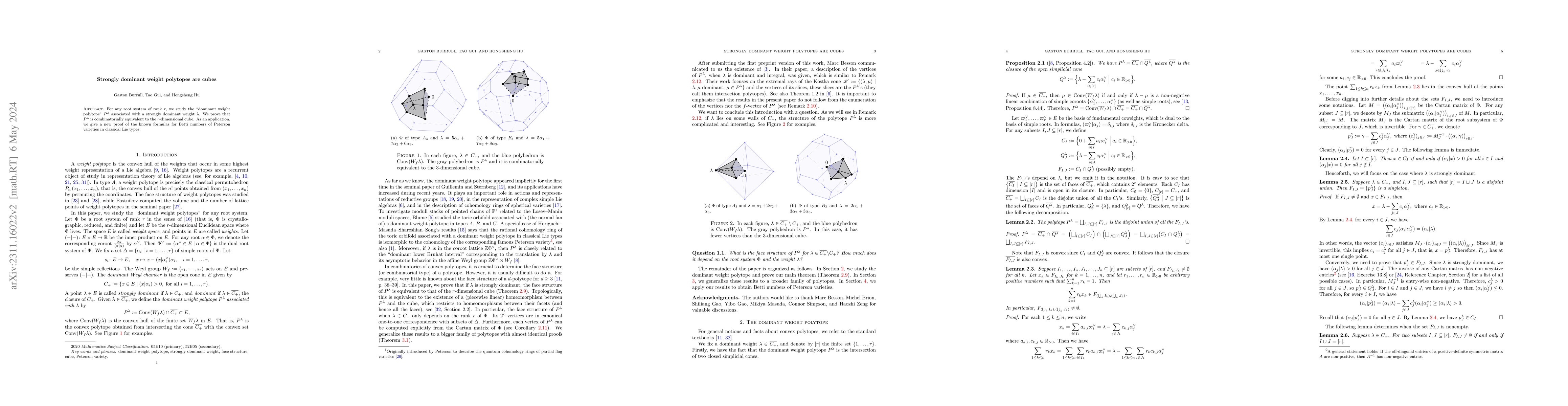 Thumbnail for Strongly dominant weight polytopes are cubes