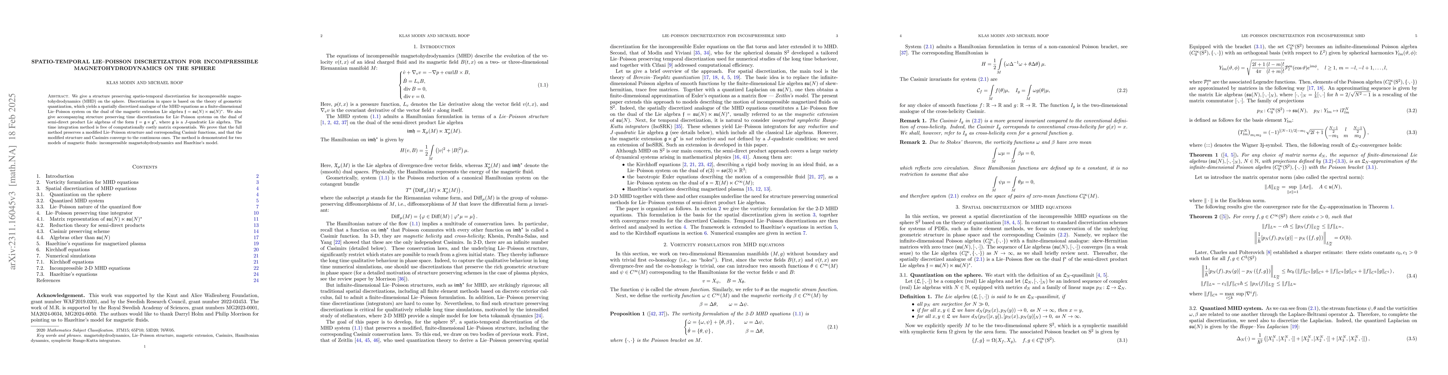 Thumbnail for Spatio-temporal Lie-Poisson discretization for incompressible
  magnetohydrodynamics on the sphere
