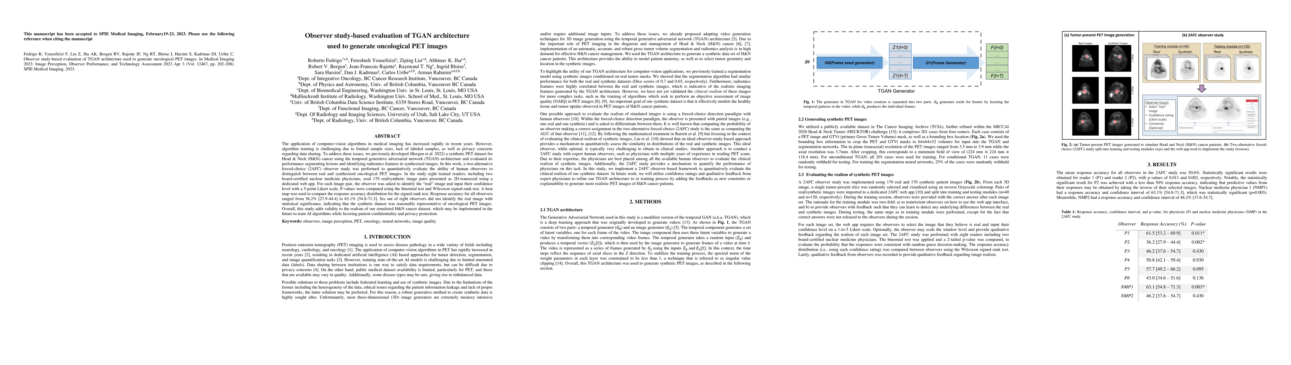 Thumbnail for Observer study-based evaluation of TGAN architecture used to generate
  oncological PET images