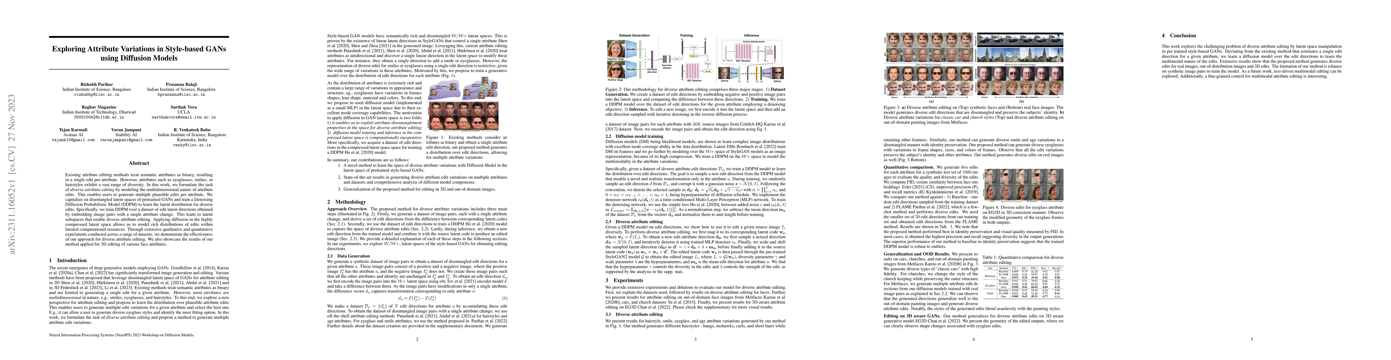 Thumbnail for Exploring Attribute Variations in Style-based GANs using Diffusion
  Models