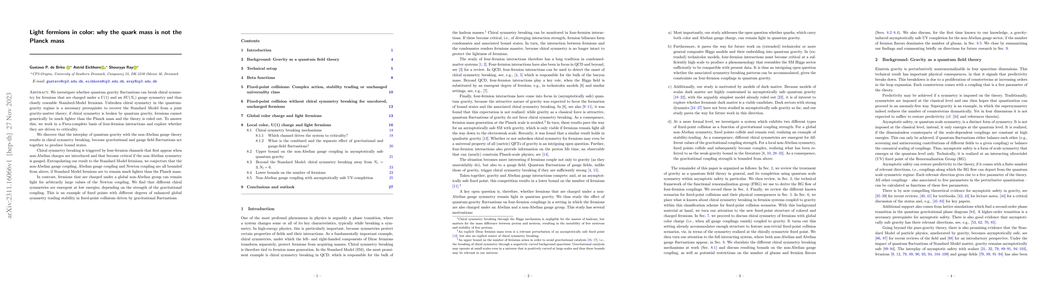Thumbnail for Light fermions in color: why the quark mass is not the Planck mass